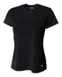 A4 Women's Short Sleeve V-Neck Birds Eye Mesh Tee (NW3254), Color 'Black'